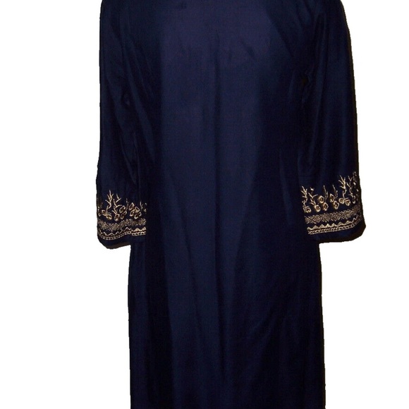 Blue and Gold Embellished 3/4 Sleeve Tunic - Picture 7 of 7
